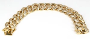 Men’s Real Miami Cuban Bracelet 14kGold Over Stainless Steel 16mm Iced - Picture 1 of 8