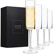 Elixir Edge Champagne Glass Set 4: Modern & Elegant for Women / Men