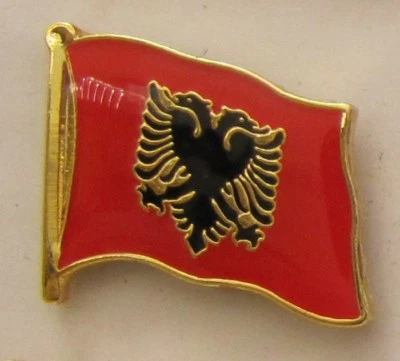 BUDDEL-BINI VERSAND Albanien Pin Anstecker Flagge Fahne Flaggenpin Badge Button Clip Anstecknadel