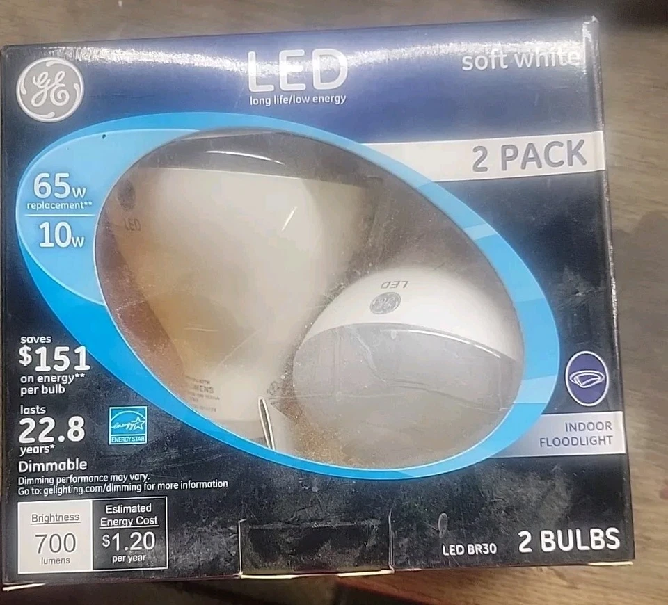 GE BR30 LED Indoor Floodlight Bulbs Dimmable  2-Pack Soft White 700 Lumens - Image 1 of 1