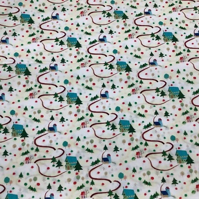 QT Fabrics Santoro London Kori Kumi Warm Wishes Scenic Church Woodland 45x39 New - Image 1 of 4