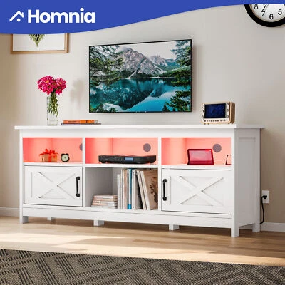 HOMNIA TV Stand with Power Outlets LED Open Shelves for 65 In TVs Entertainment Center