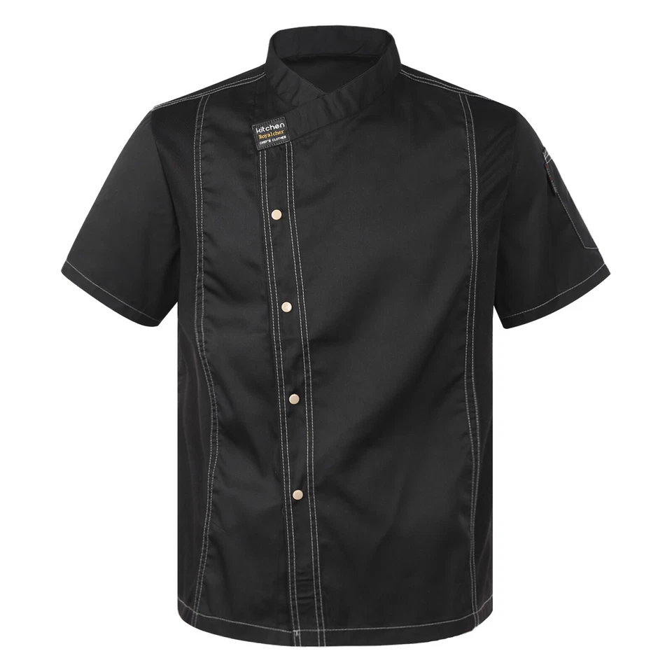 Mens Chef Coat Cooking Jacket Restaurant Kitchen Hotel Workwear Uniform Tops - Image 1 of 2