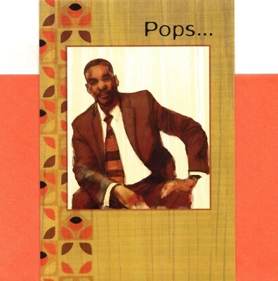 Tarjeta de sello Happy Father's Day Pop Pops negra afroamericana de caoba Foto 1 de 3