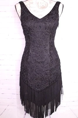 Sue Wong Nocturne 1920s Beaded Tassel Flapper Gatsby Dress Black Womens Size 0 - Image 1 of 4