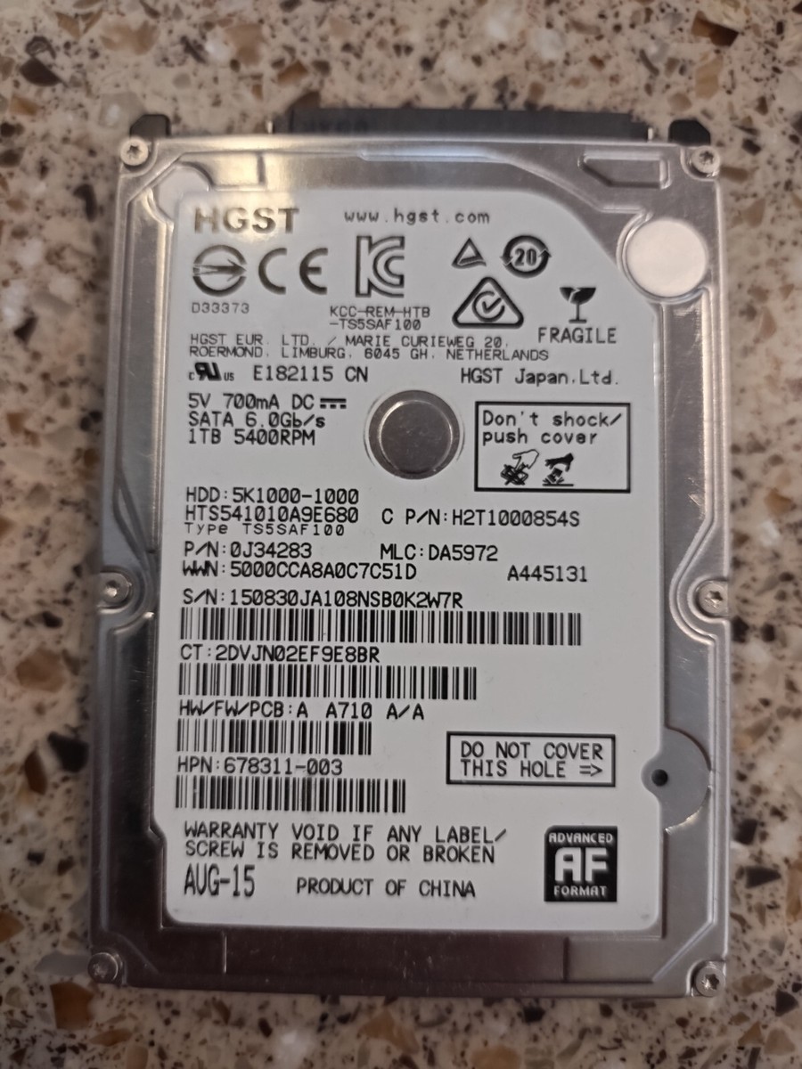 HGST SATA I 1 TB 2.5 in Form Factor Internal Hard Disk HGST SATA I 1 TB 2.5 in Form Factor Internal Hard Disk