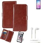CASE FOR Oukitel C15 Pro BROWN + EARPHONES FAUX LEATHER PROTECTION WALLET BOOK F