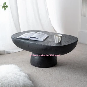 BARDOT BLACK OVAL CEMENT COFFEE TABLE NATURAL 92CM - Picture 1 of 11