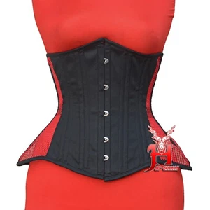 Corsé de malla roja entrenador de cintura debajo del busto deshuesado doble acero resistente Hi-47 - Imagen 1 de 6