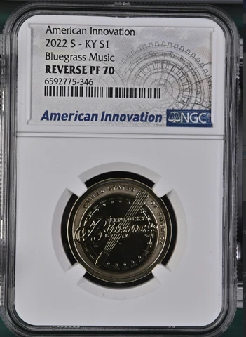 2022 S Innovation Dollar KY Blue Grass Coin REVERSE Proof Set NGC PF70 Cover
