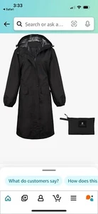 SaphiRose Women's Medium Long Rain Jacket Waterproof Lightweight Hooded Raincoat - Picture 1 of 7