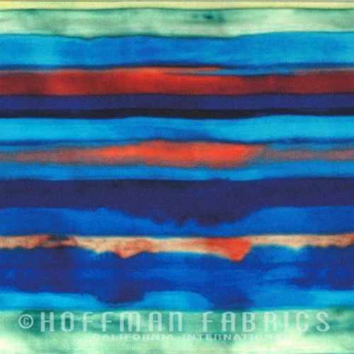 Ткань для квилтинга *низкая цена* Hoffman N6002-553-Rainforest радужная полоса - Изображение 1 из 1