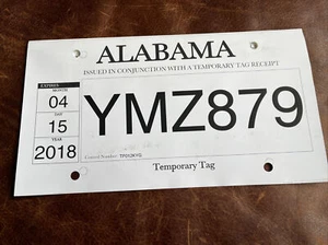 Alabama 2018 Temp Tag matrícula Mercedes-Benz GLE # YMZ 879 temporal - Imagen 1 de 7