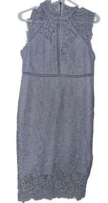 Bardot Lace Panel Sheath Dress Blue Mist Size US 8 Light Blue Cocktail - Image 1 of 4