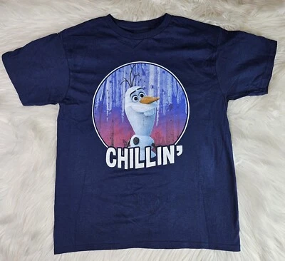 Disney Boy's Youth Frozen Olaf Chillin Crew Neck T-Shirt Blue Large 16/18 - Image 1 of 4