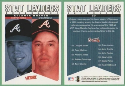 CHIPPER JONES/GREG MADDUX - ATLANTA BRAVES CHECKLIST & STATS - 2000 VICTORY # 59 - Image 1 of 3
