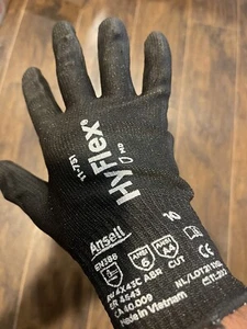 6 Pair Ansell HyFlex Coated Gloves ANSI Cut Level Size 10 Black 52EP85 11751 NEW - Picture 1 of 13