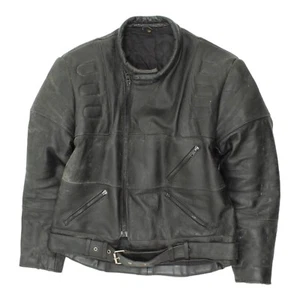 Chaqueta de motocicleta de cuero pesado negra vintage para hombre | Equipo de motociclista acolchado de colección - Imagen 1 de 3