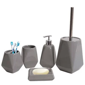 B-Ware 5-teiliges Badset MCW-C71, WC-Garnitur Badezimmerset, Keramik grau - Bild 1 von 5
