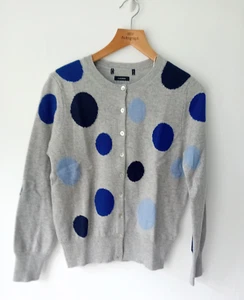 EX M&S Button Up Grey Spotted Cashmere Cardigan with Mother of Pearl Buttons UK6 - Picture 1 of 9
