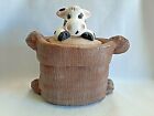 Vintage Cow in Burlap Gunny Sack Ceramic Cookie Jar Kitchen Decanter Decor Piece