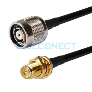 2 metros RP-TNC enchufe macho a RP-SMA hembra mamparo cola de cerdo cable coaxial KSR195 - Imagen 1 de 3