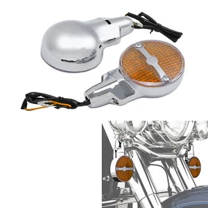 LED Turn Signals Orange For Harley Touring 2001-2017 Softail FLSTC 1999-2017 - Picture 1 of 9