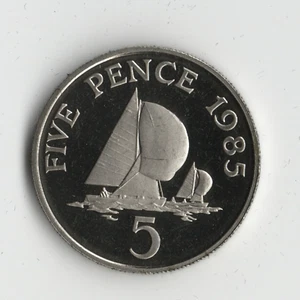 5p Münze Guernsey 1985 PP - Bild 1 von 2