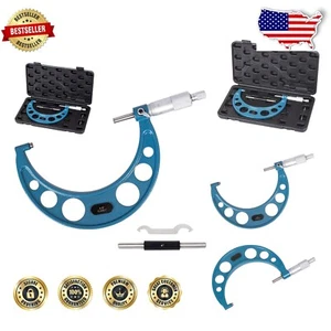 Premium Precision Outside Micrometer Set with 0.0001" Graduation - Durable Tools - Picture 1 of 9