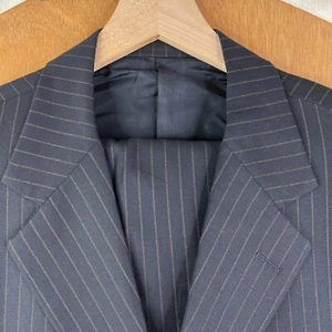 Pal Zileri Suit Mens 46R Midnight Navy Blue Pinstripe 100% Wool Canvased 42x29 - Picture 1 of 21