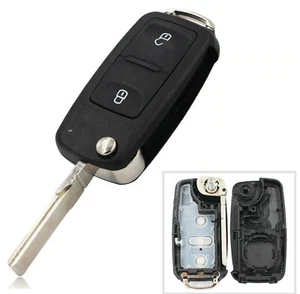 2 Button Flip Remote Key Shell Fit For VOLKSWAGEN VW Golf Polo Passat SEAT SKODA - Picture 1 of 7