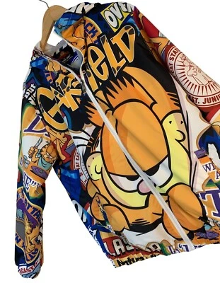 Garfield X Members Only Jacket Mesh Lining & Zip Closure Large Unisex 9042 - Image 1 of 4