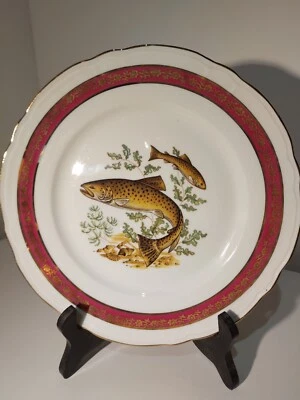  assiette à poisson en porcelaine du Berry "L'hirondelle"  diam. 24cm - Photo 1/4