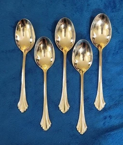 Set Of 5 Oneida Bancroft 18/8 Stainless Steel Place/Oval Soup Spoons EUC - Bild 1 von 7
