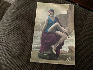 MUTOSKOP STIL KARTE schönes farbig getöntes badendes Mädchen 20er Jahre Lola - Bild 1 von 2