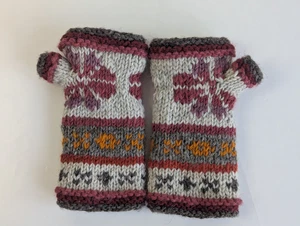 Pachamama Fingerless Gloves 100% Wool Fleece Lined Fair Isle Multicoloured OS - Picture 1 of 6