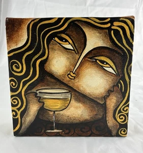 (MISKA) Miska Salemann Original kleine Leinwand Galerie-Wickelgemälde 6” x 6” - Bild 1 von 9