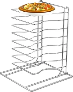 1 Pz Porta Pizza 8 Livelli Supporto per Pizza 9,5 L x 8,1 L x 16,5 H Acciaio Inox Pa... - Foto 1 di 7