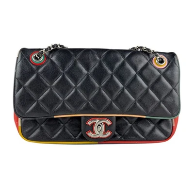 Auténtico Bolso de Hombro CHANEL Matelasse Cadena Cuero Negro/Multicolor/Plateado - z7772 Foto 1 de 4