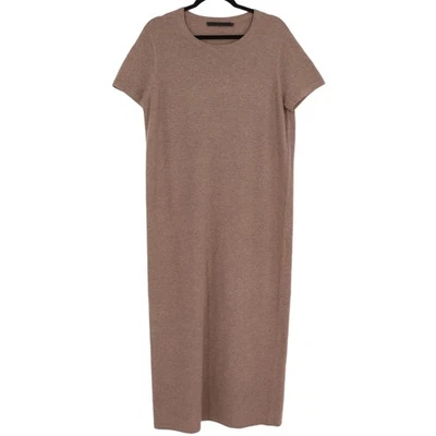 Платье-рубашка Jenni Kayne повседневное из кашемировой шерстяной смеси размер L серо-коричневое с коротким рукавом - Изображение 1 из 4