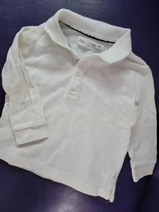 Zara Kids Knit Polo Button Top Shirt  9-12 Months CM 80 White Long Sleeve  - Picture 1 of 7