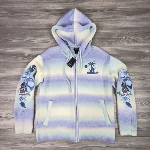 Her Universe Disney's Lilo & Stitch Surfing Stitch Knit Sweater Hoodie Women's L - Picture 1 of 16