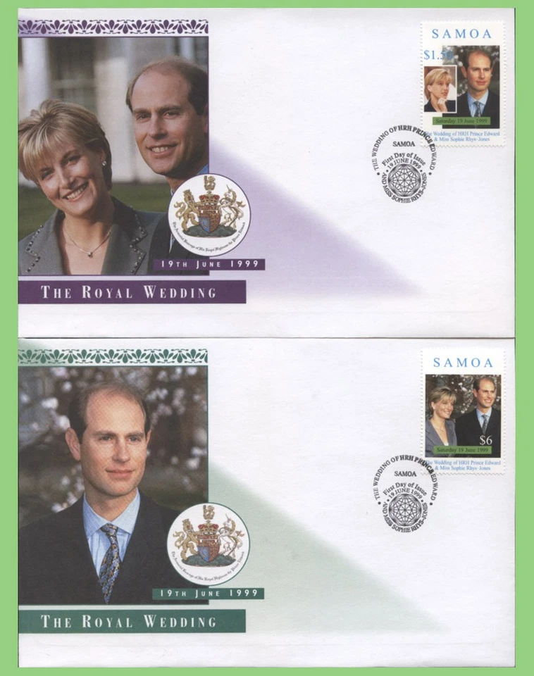 Samoa 1999 Royal Wedding set on two First Day Covers - Image 1 of 1