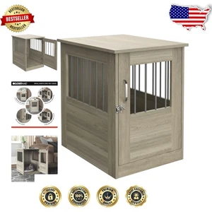 Multifunctional End Table and Pet Crate for Small Dogs/Cats – Earth Gray Finish - Picture 1 of 11