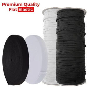 Flat Elastic Black & White 6mm 9mm 12mm 25mm Face Mask Elastic Sewing Dress - Picture 1 of 22