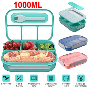 Lunch Box For Kids Adults Food Container Picnic Bento Storage Box 4 Compartments - Picture 1 of 14
