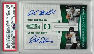 2020 Contenders Draft Justin Herbert Jake Breeland Dual Auto Diamond/15 PSA 10 - Picture 1 of 2