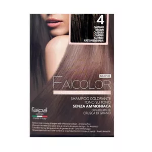Shampoo Colorante Per Capelli Tono Su Tono Senza Ammoniaca 4 Castano Faipa - Foto 1 di 2