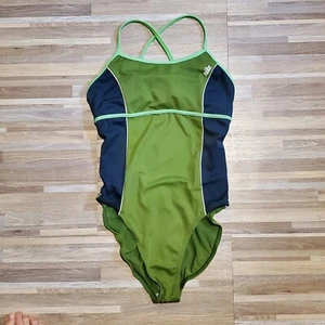 Traje de baño Nike Colorblock verde recortado de una pieza S - Imagen 1 de 5