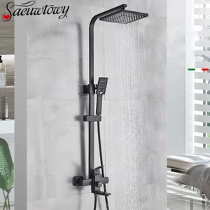 8" Rainfall Exposed Shower Faucet System Set Mixer Shower Fixture Tap W/ Tub Tap - Picture 1 of 10